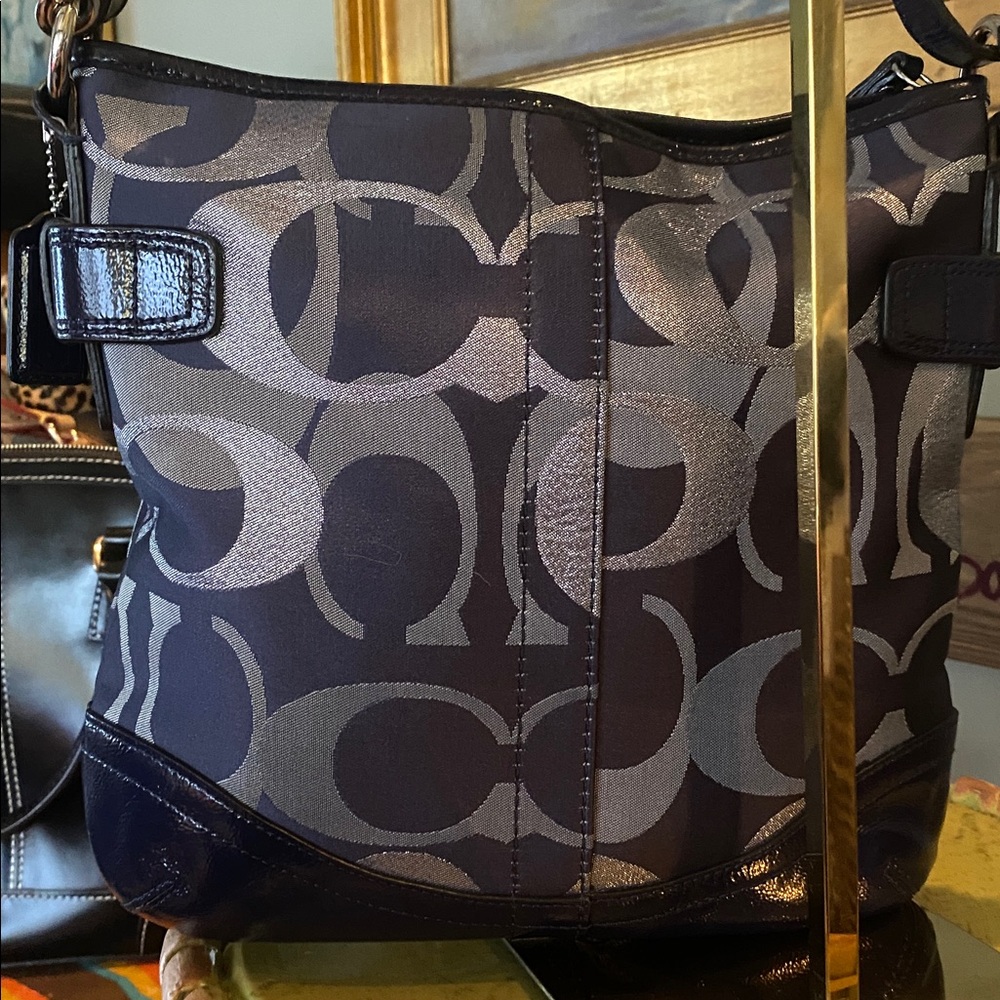 COACH Moto Optic Metallic Chain Signature Jaquard Shoulder Bag F19820 - Picture 7 of 16